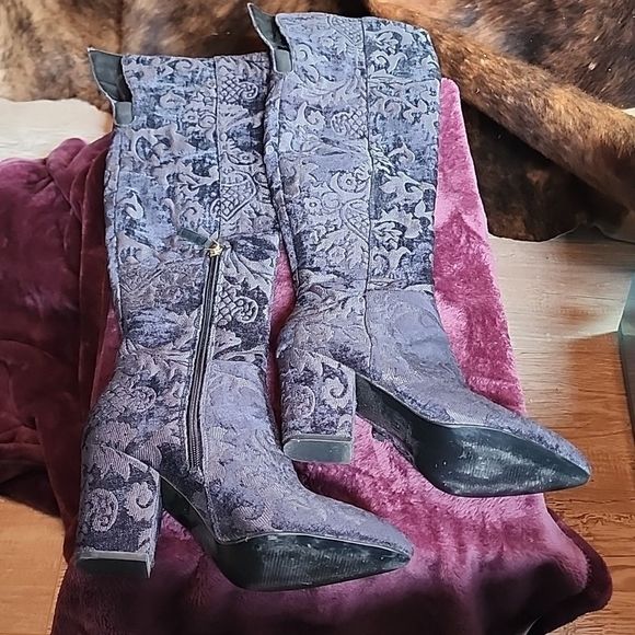 Nine West Womens Siventa Brocade Heels Over-The-Knee Boots Shoes - Picture 5 of 6